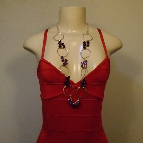 Studio Select Long Purple Statement Necklace NWT - Picture 2 of 3